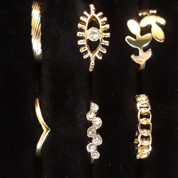 12 Piece Gold Tone Evil Eye Ring Set - Picture 2 of 3